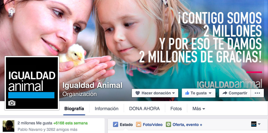 Igualdad Animal supera los 2 millones de seguidores en Facebook | Igualdad  Animal