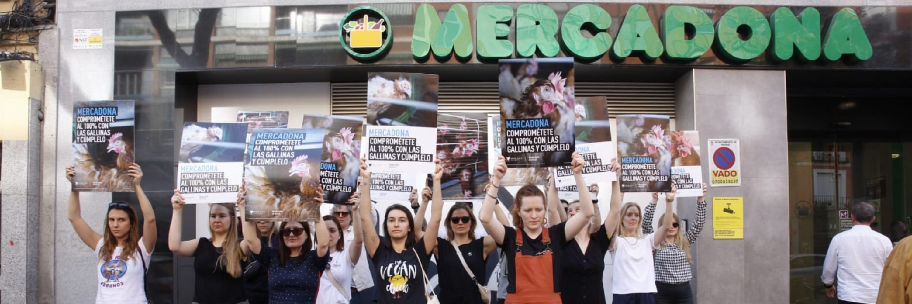 Activistas frente a Mercadona en Madrid