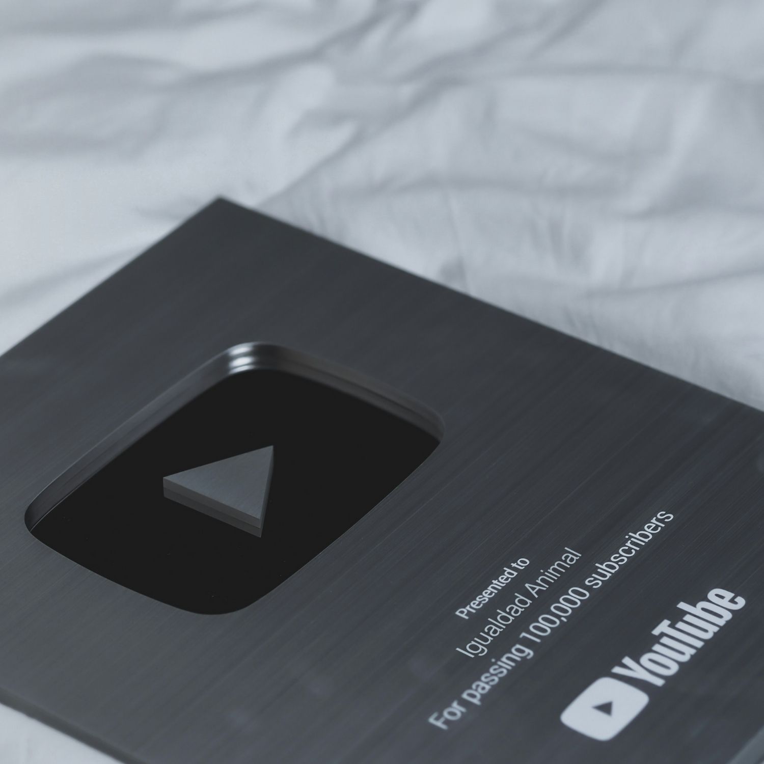 placa de youtube 100.000 suscriptores Igualdad Animal